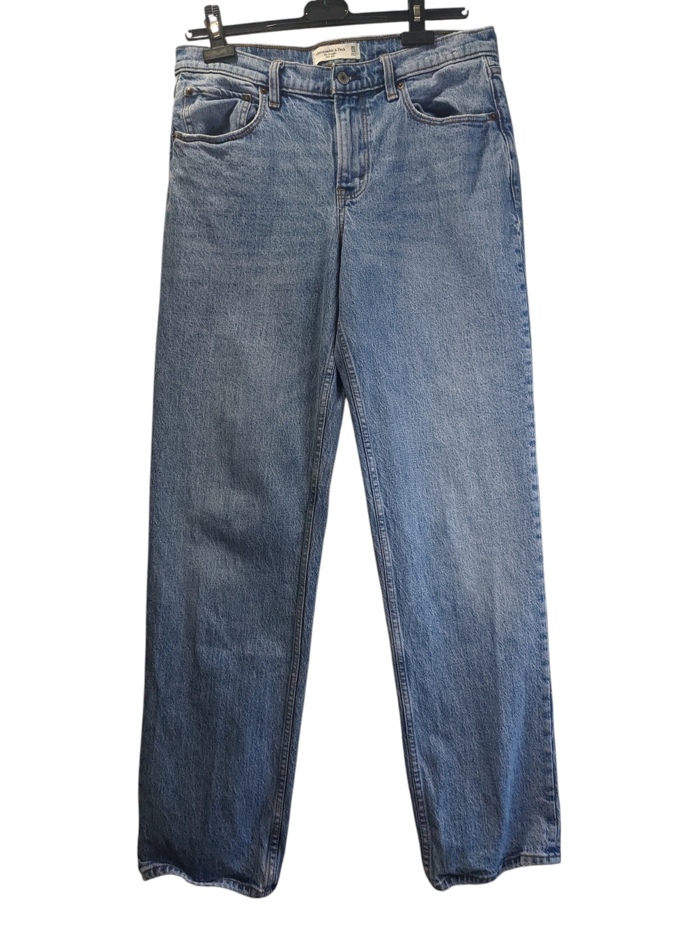 Abercrombie & Fitch Womens Mid Rise Straight Leg Jeans - Light Blue Size 10 Long